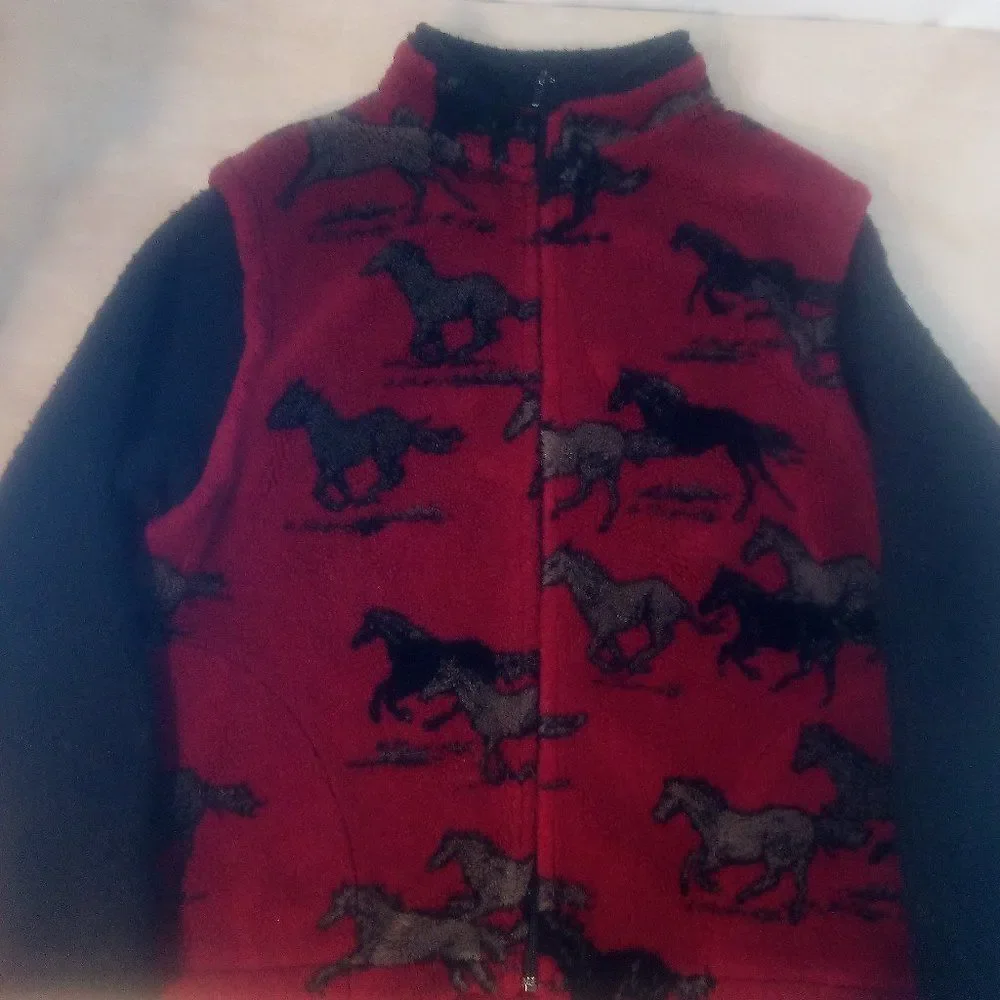 Vintage Black Mountain Horses AOP Fleece Zipper Jacket - Picture 2 of 11
